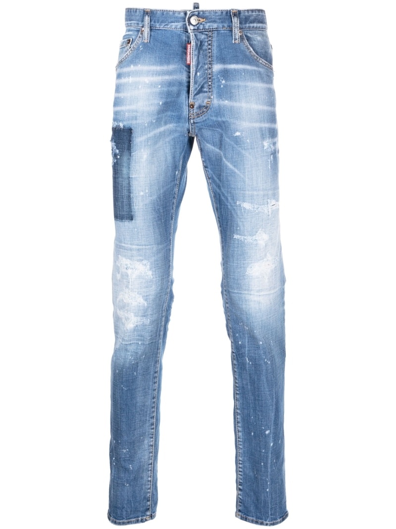 logo-print light-wash jeans - 1