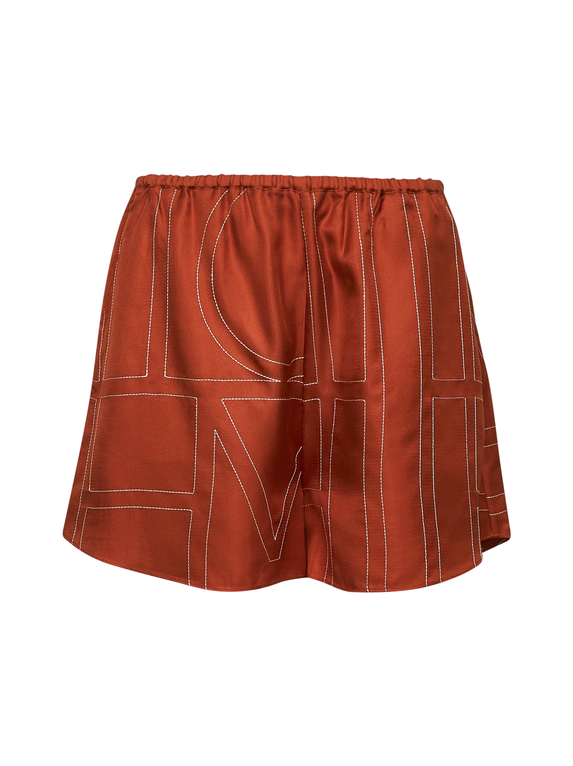 Orange silk twill Monogram pajama shorts - 1