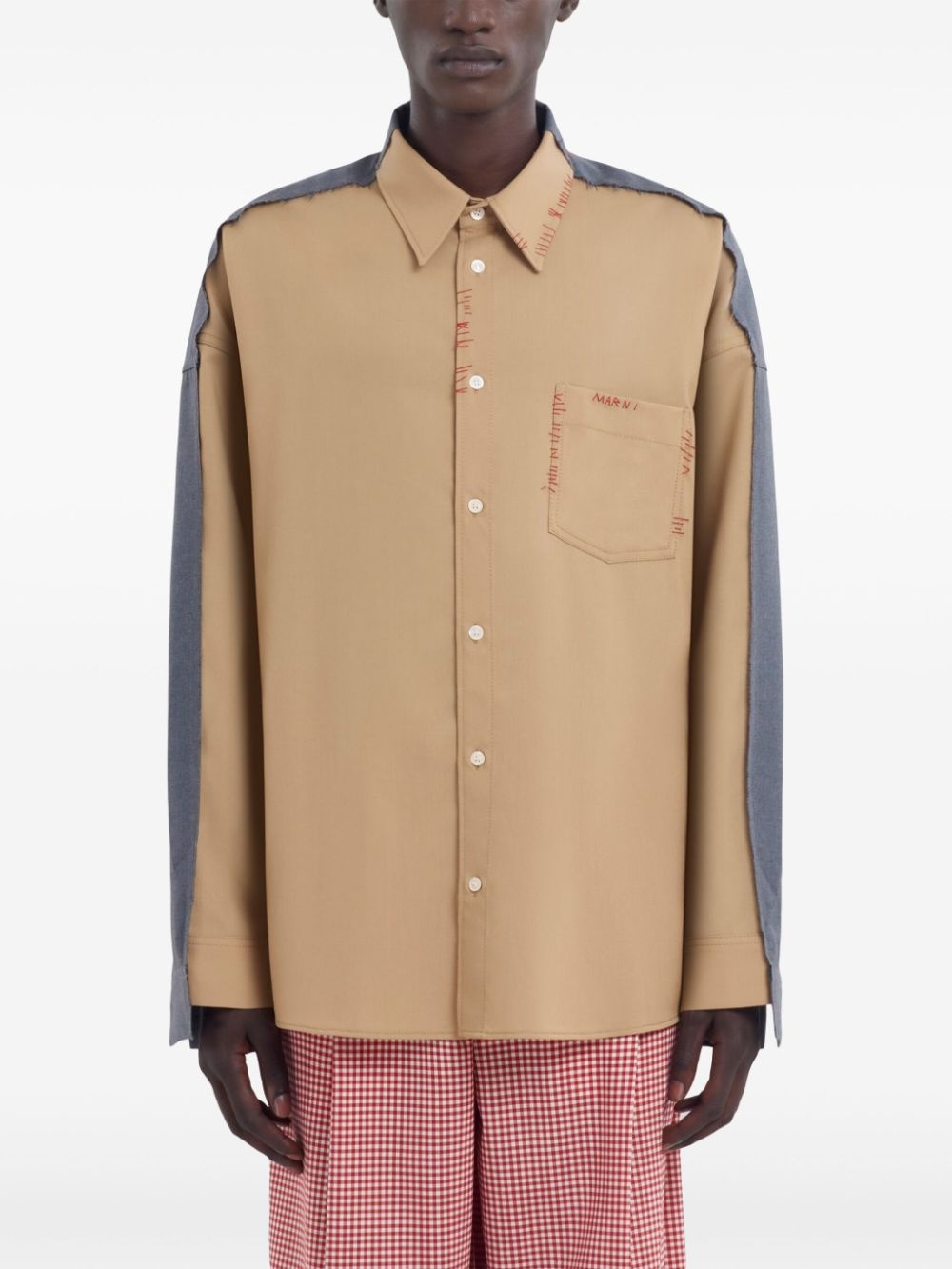 two-tone design shirt - 3