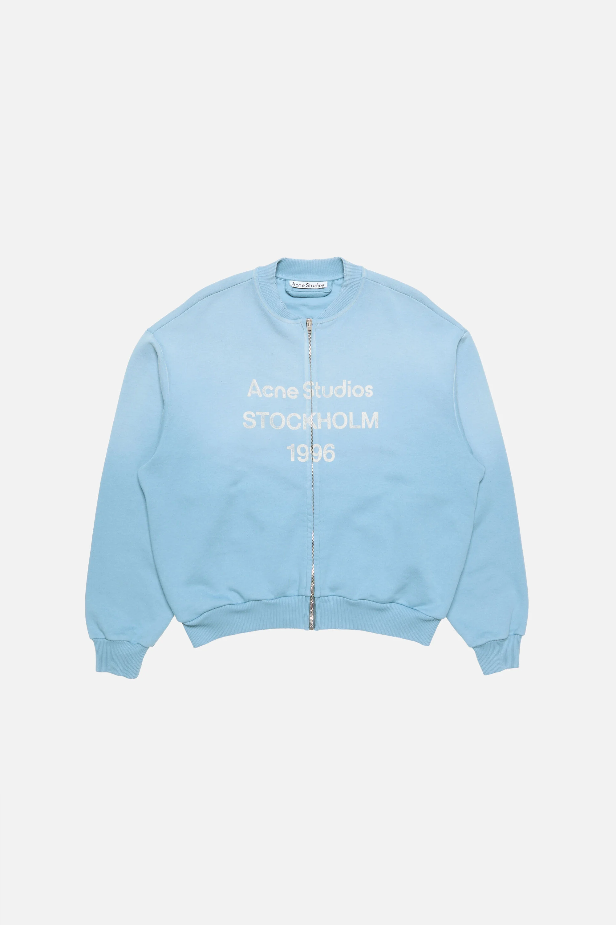 Washed zip-up cardigan - Cornflower blue - 1