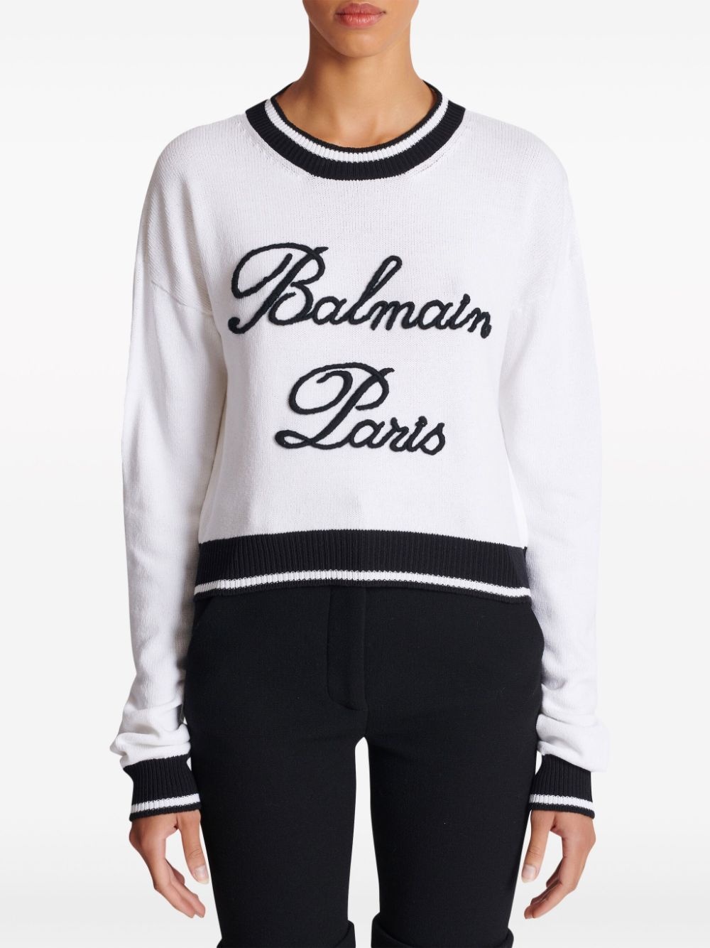 logo-embroidered crew-neck jumper - 4