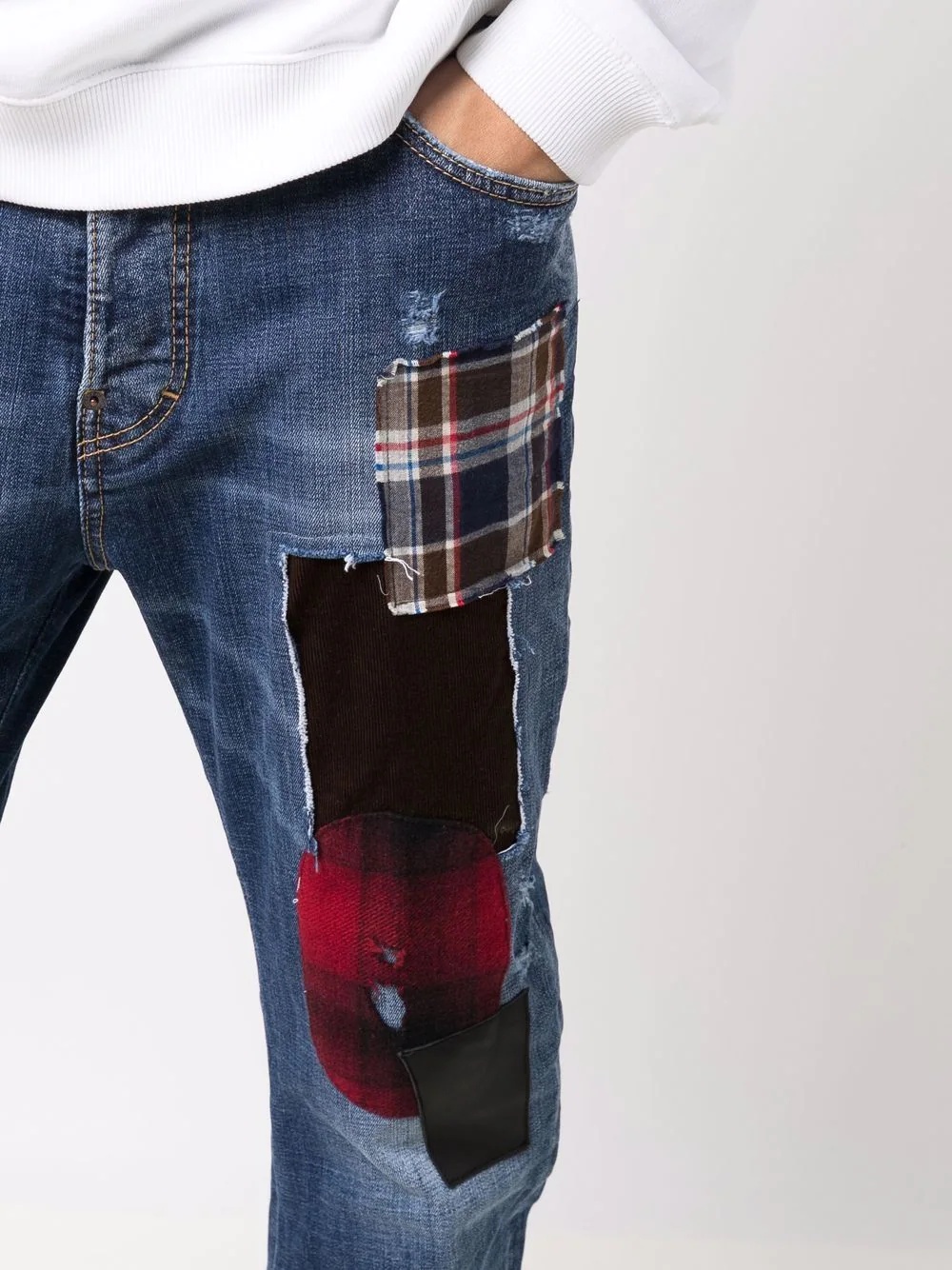 patchwork-detail cropped jeans - 5