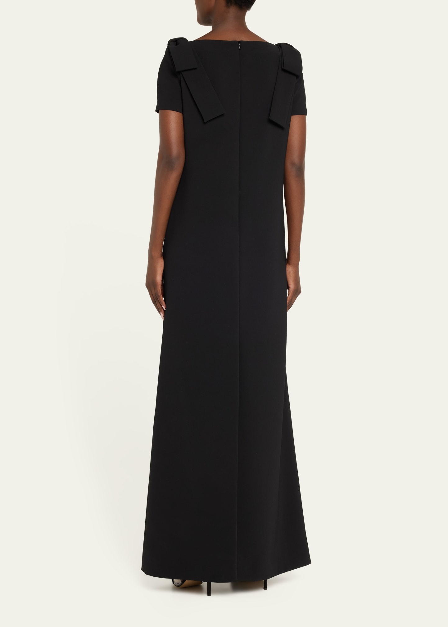 Shoulder Bow Crepe Column Gown - 3