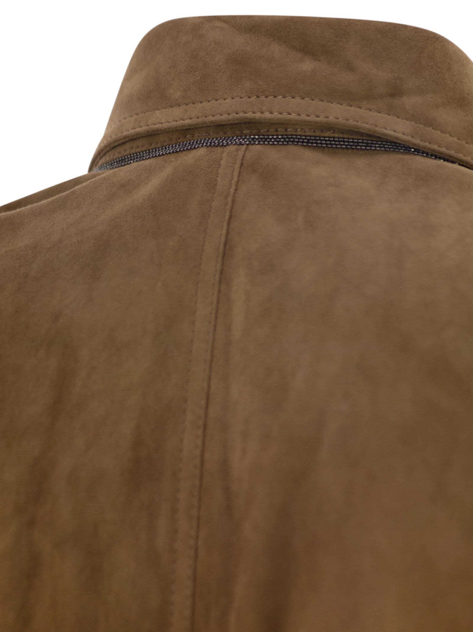 Brunello Cucinelli Women Suede Shirt With Jewellery - 4