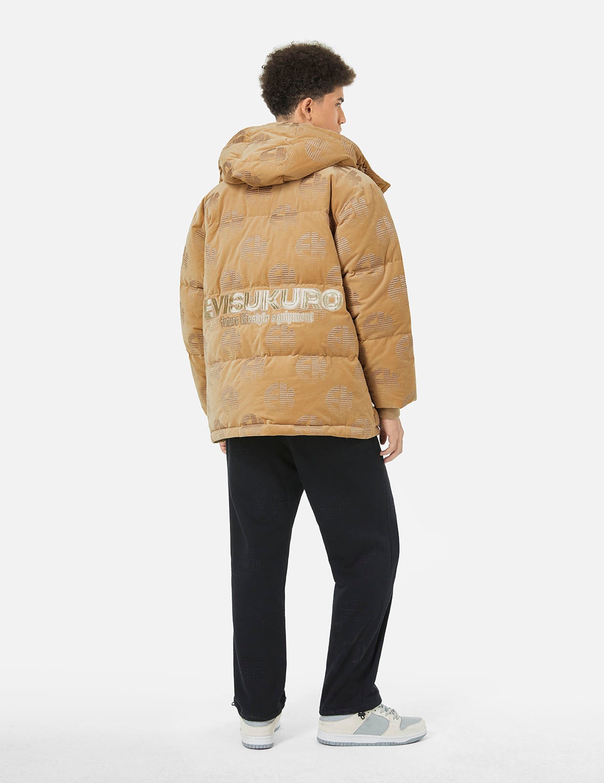 Allover EK Logo Velvet Relax Fit Down Jacket - 3