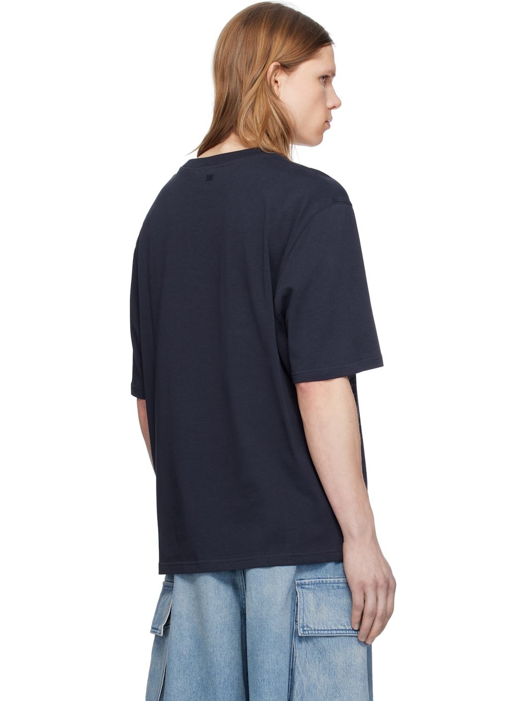 Navy Cotton 'Ami Paris' Patch T-shirt - 3