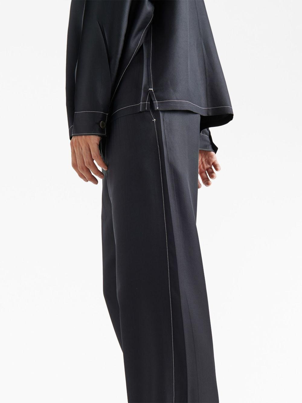 slip-on silk straight trousers - 4