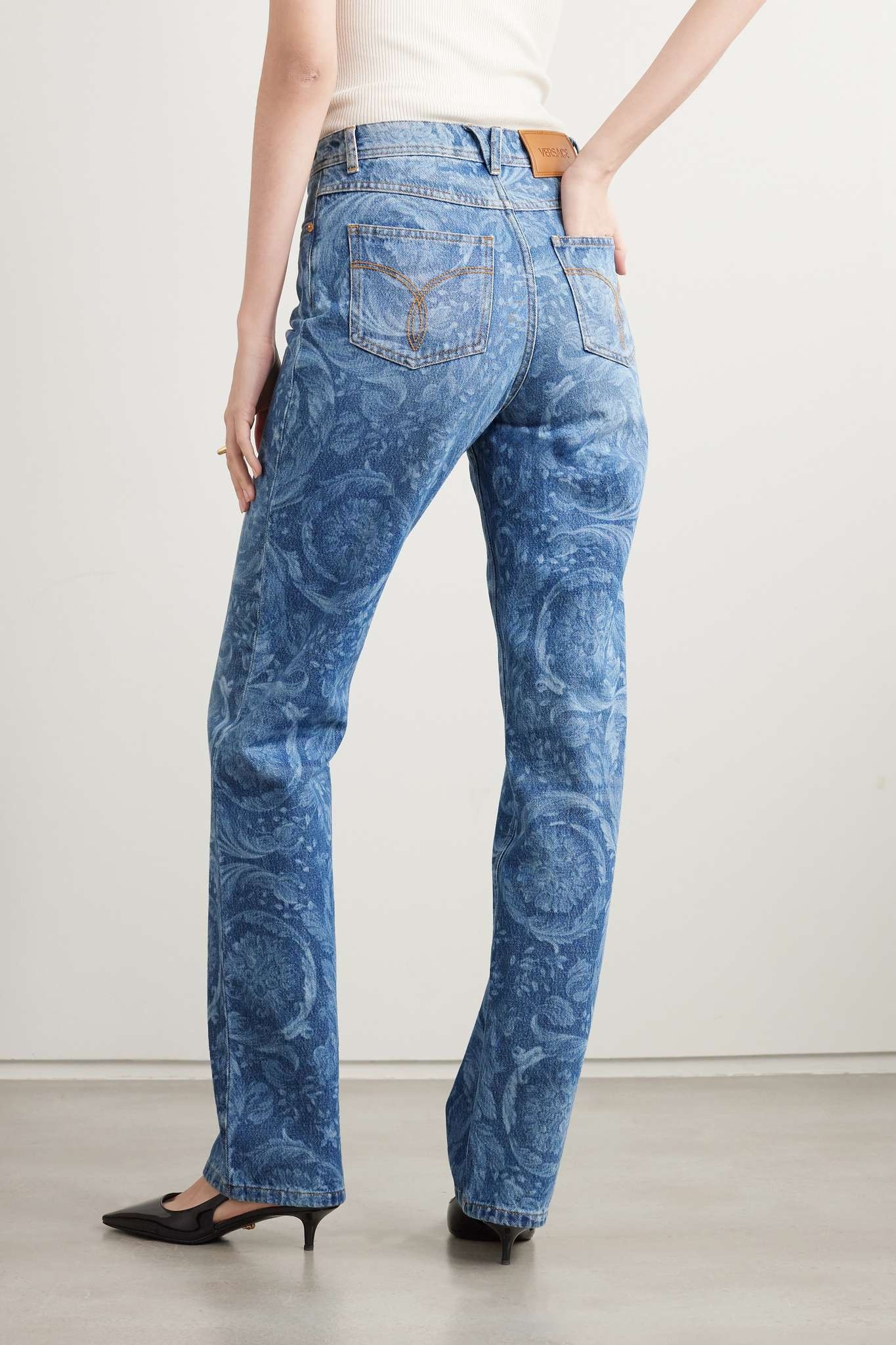 Printed high-rise straight-leg jeans - 4
