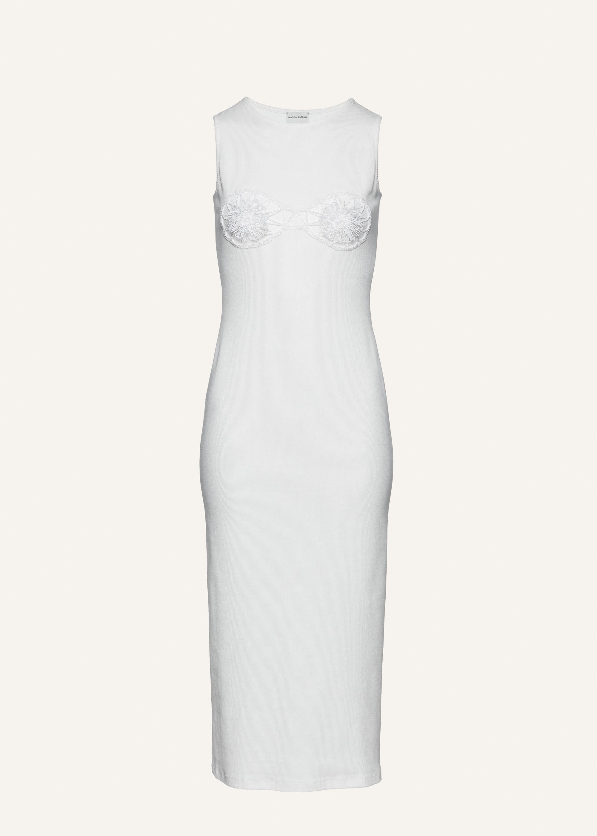 Crochet bra cotton tank dress in white - 1