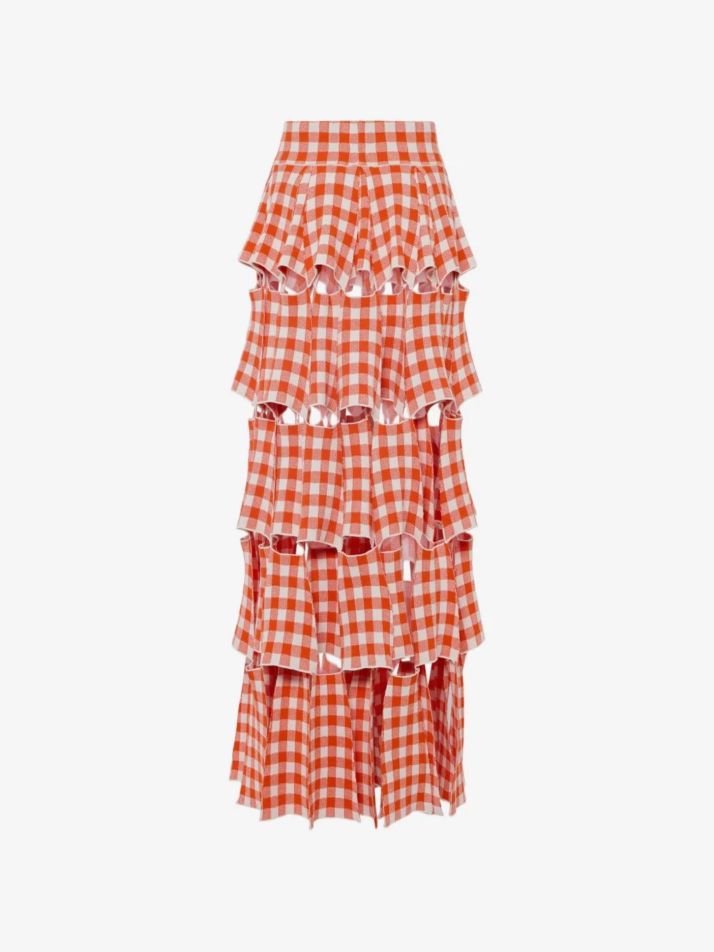 gingham-print cut-out maxi skirt - 1