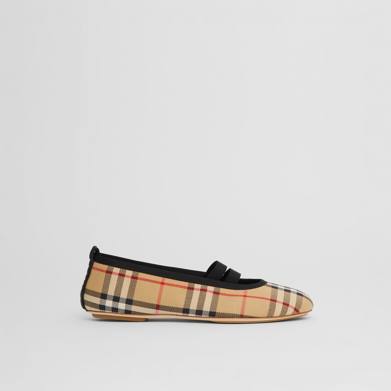 Logo Detail Vintage Check Cotton Ballerinas - 1