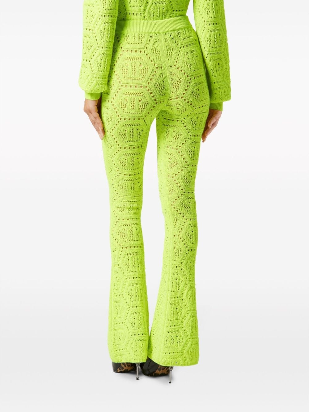 patterned-knit flared trousers - 4