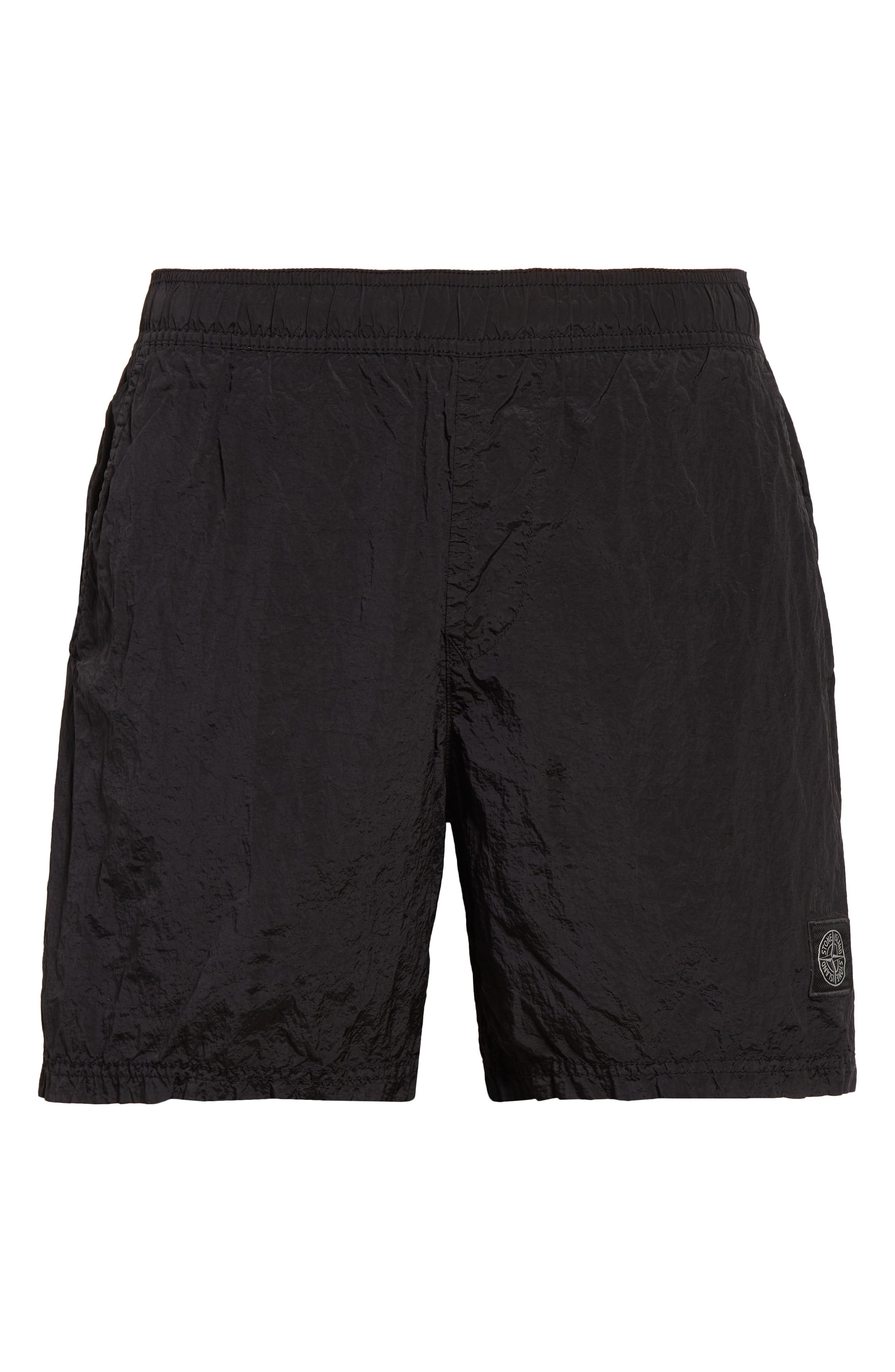 Stone Island Compass Logo Patch Swim Trunks in V0029 Black at Nordstrom - 7