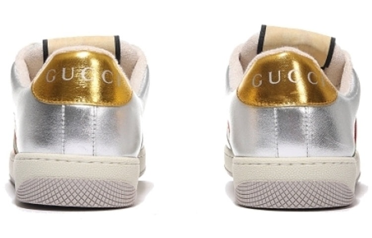 (WMNS) Gucci Screener Metallic Calfskin Web 'Silver Gold' 701103-AACEG-8143 - 4