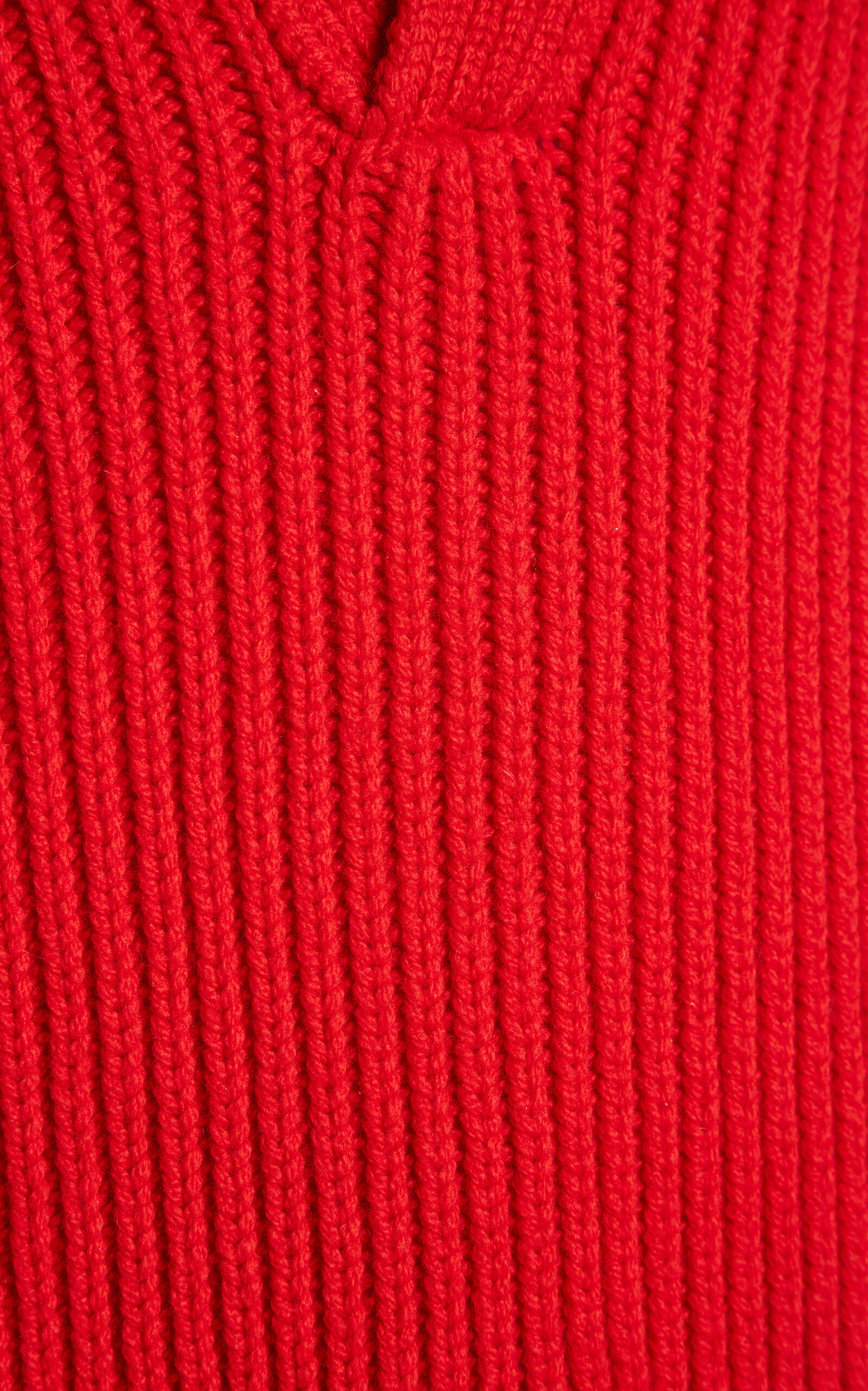 Ribbed-Knit Wool Polo Sweater red - 5