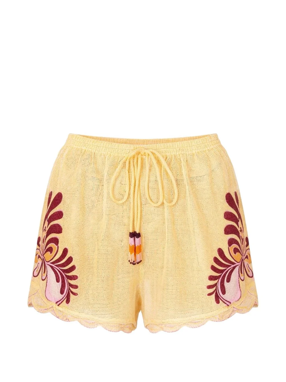 floral embroidered scalloped shorts - 1