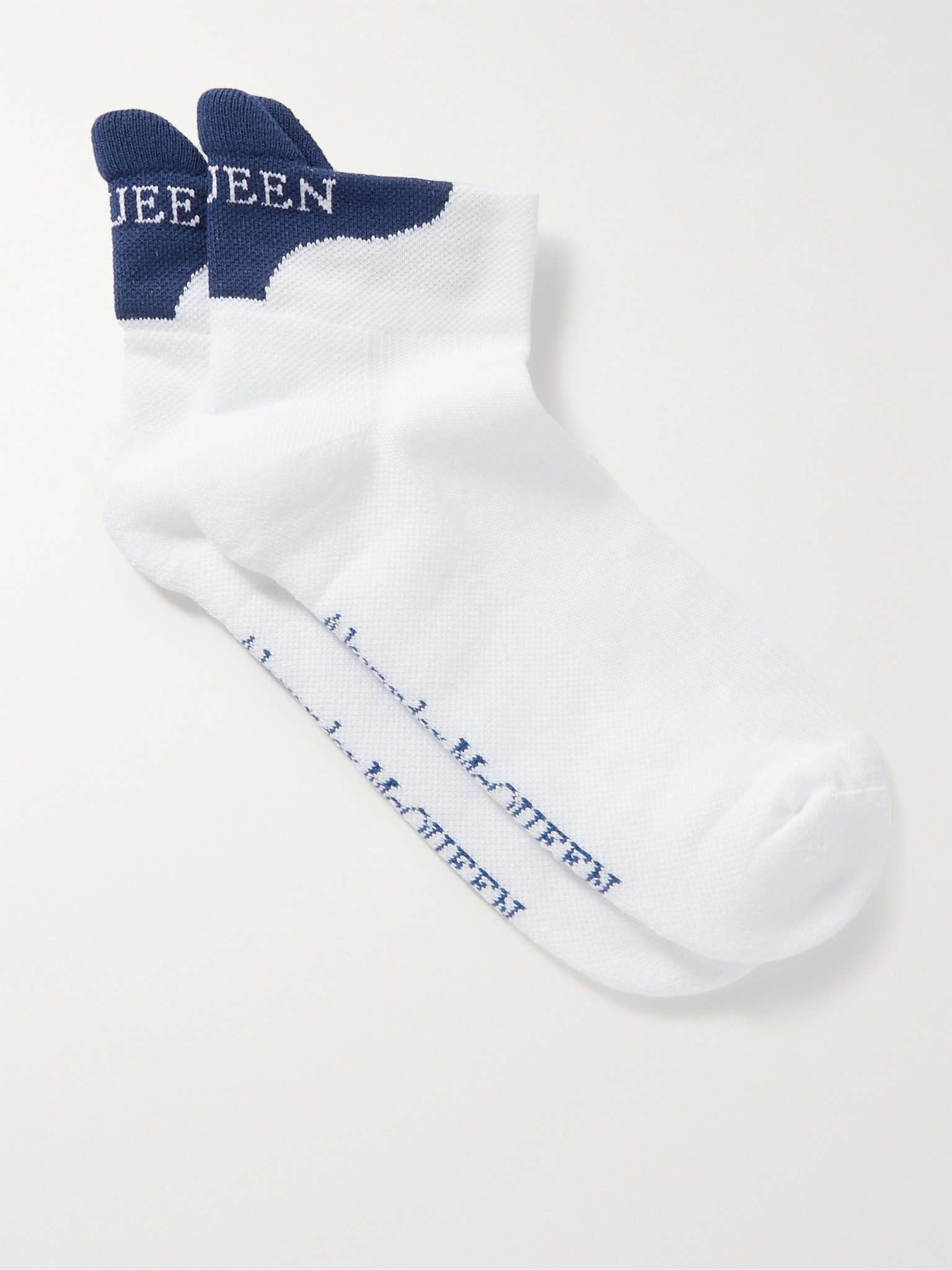 Logo-Intarsia Stretch Cotton-Blend No-Show Socks - 1