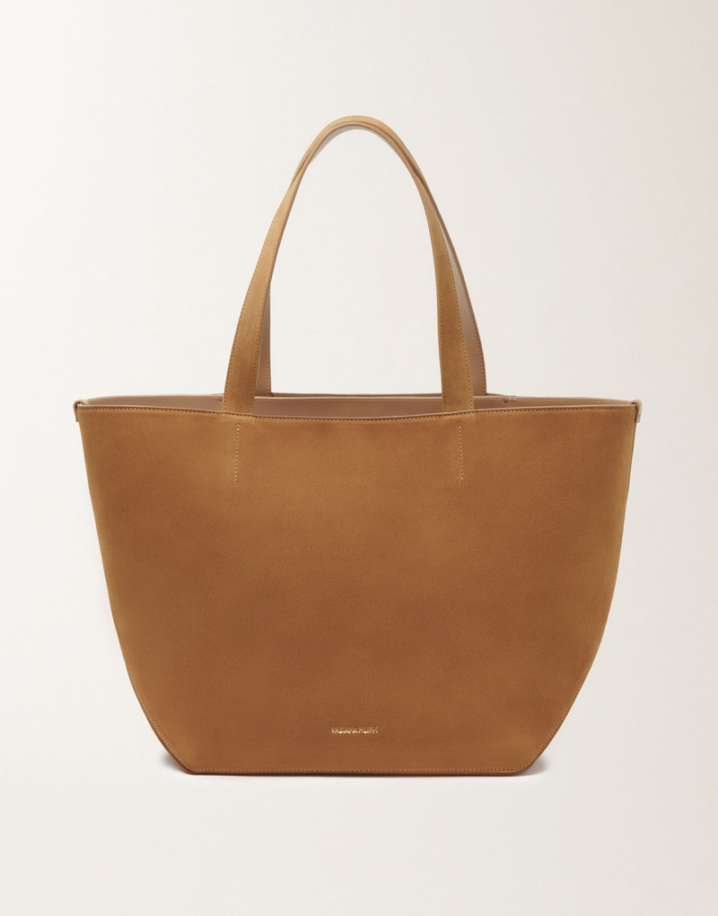 Medium Eclissi suede and wicker tote bag 3