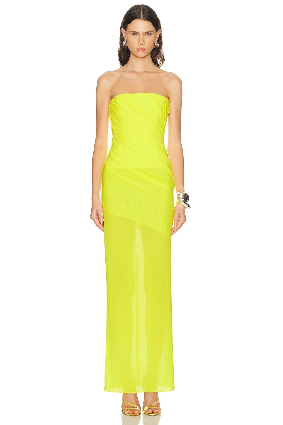 Strapless Tucked Column Dress - 1