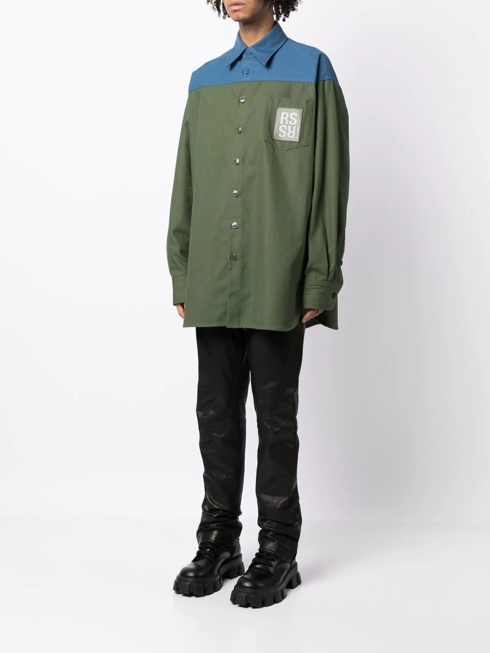 logo-patch panelled shirt - 3