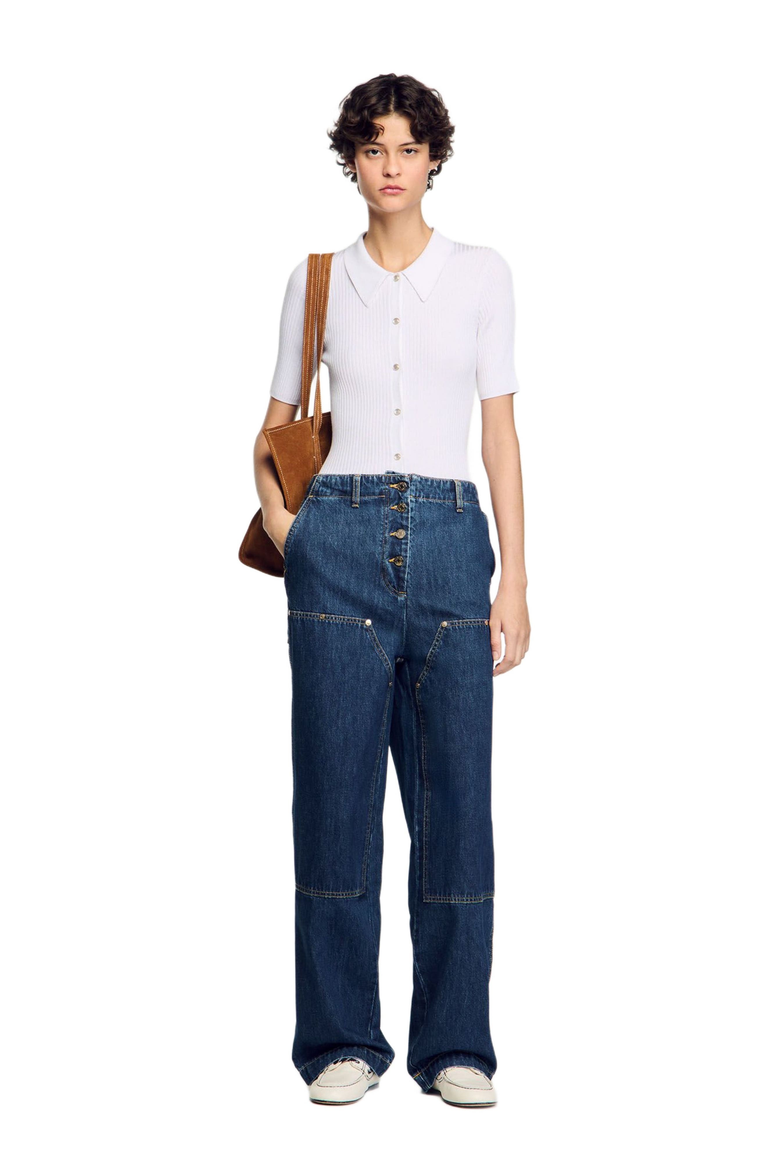 SANDRO Rib knit cardigan in White at Nordstrom - 6