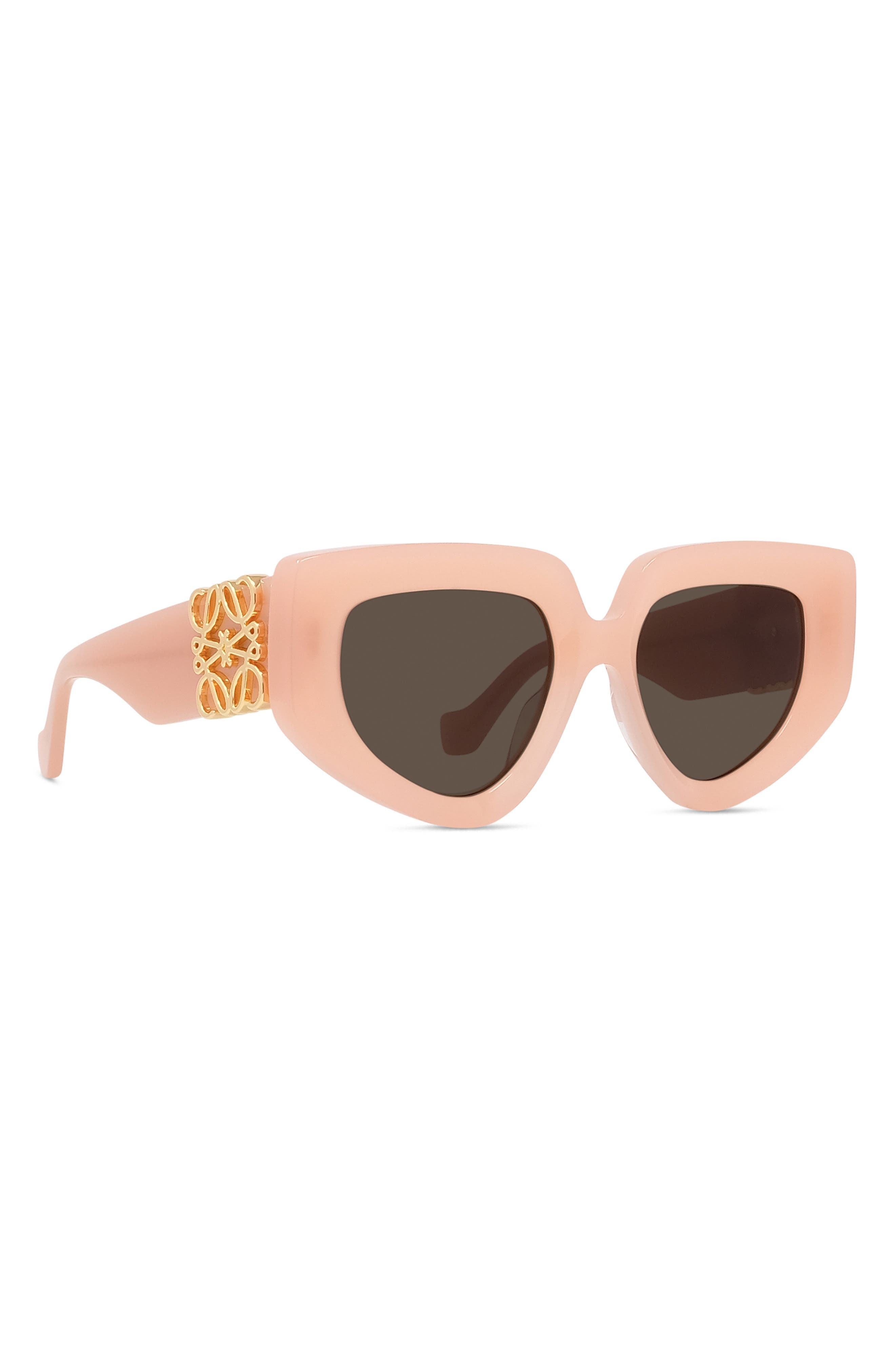 Loewe Anagram 51mm Geometric Sunglasses in Shiny Pink /Brown at Nordstrom - 4