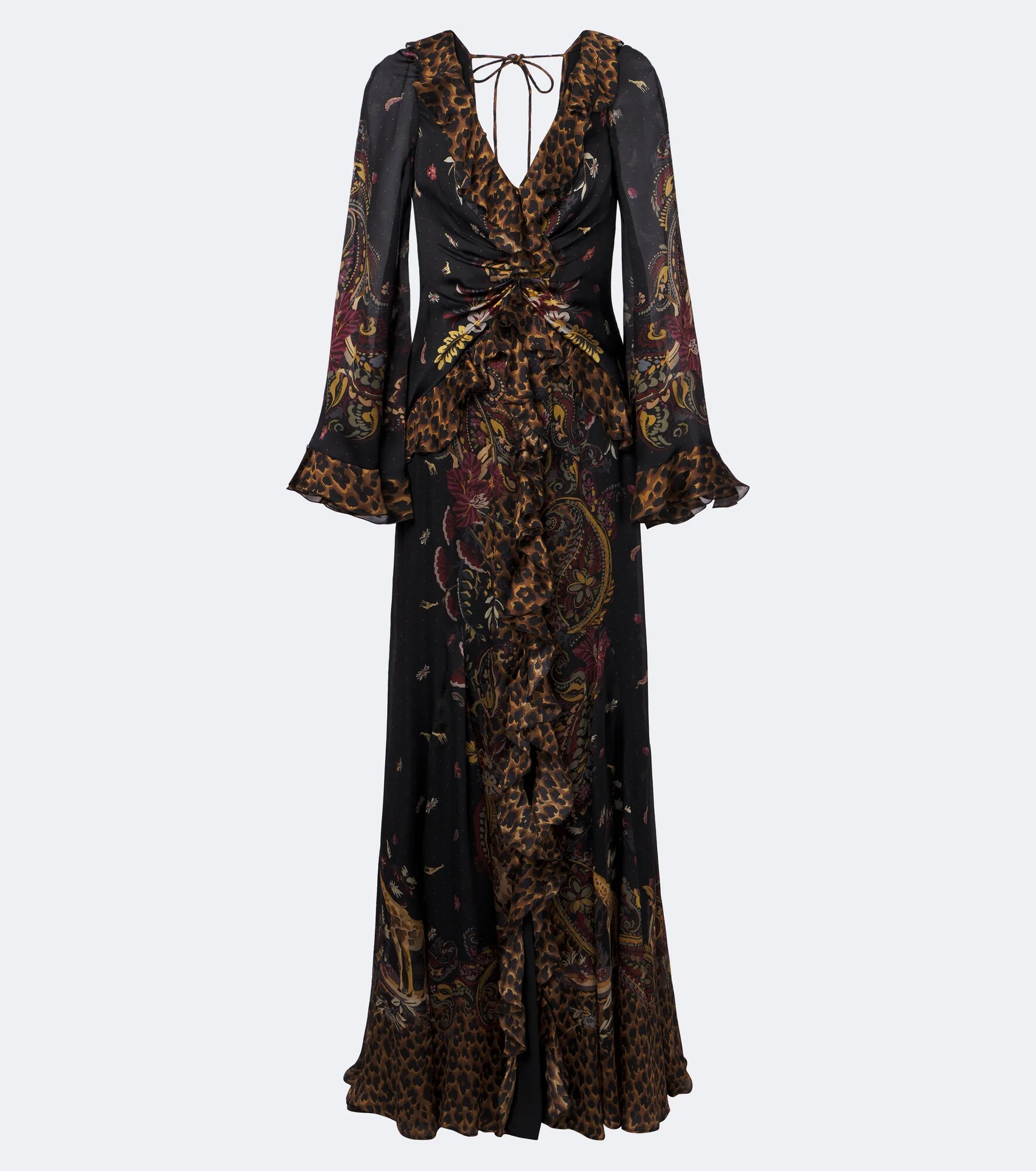Printed ruched silk maxi dress - 1