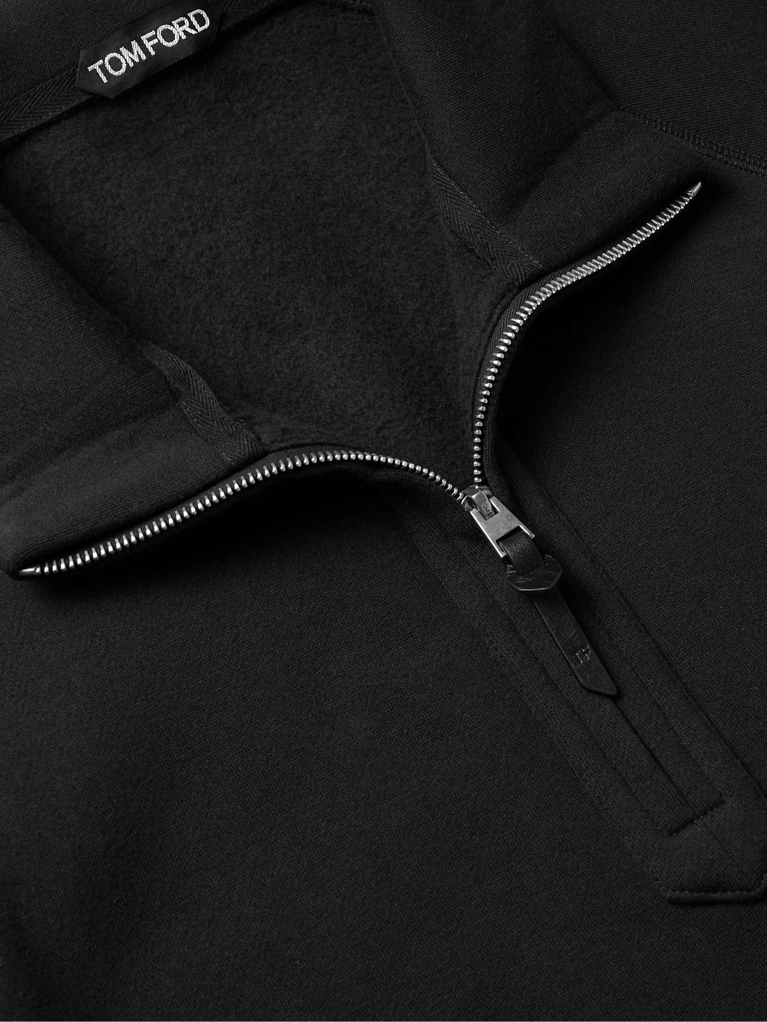 Garment-Dyed Fleece-Back Cotton-Jersey Half-Zip Sweatshirt - 5