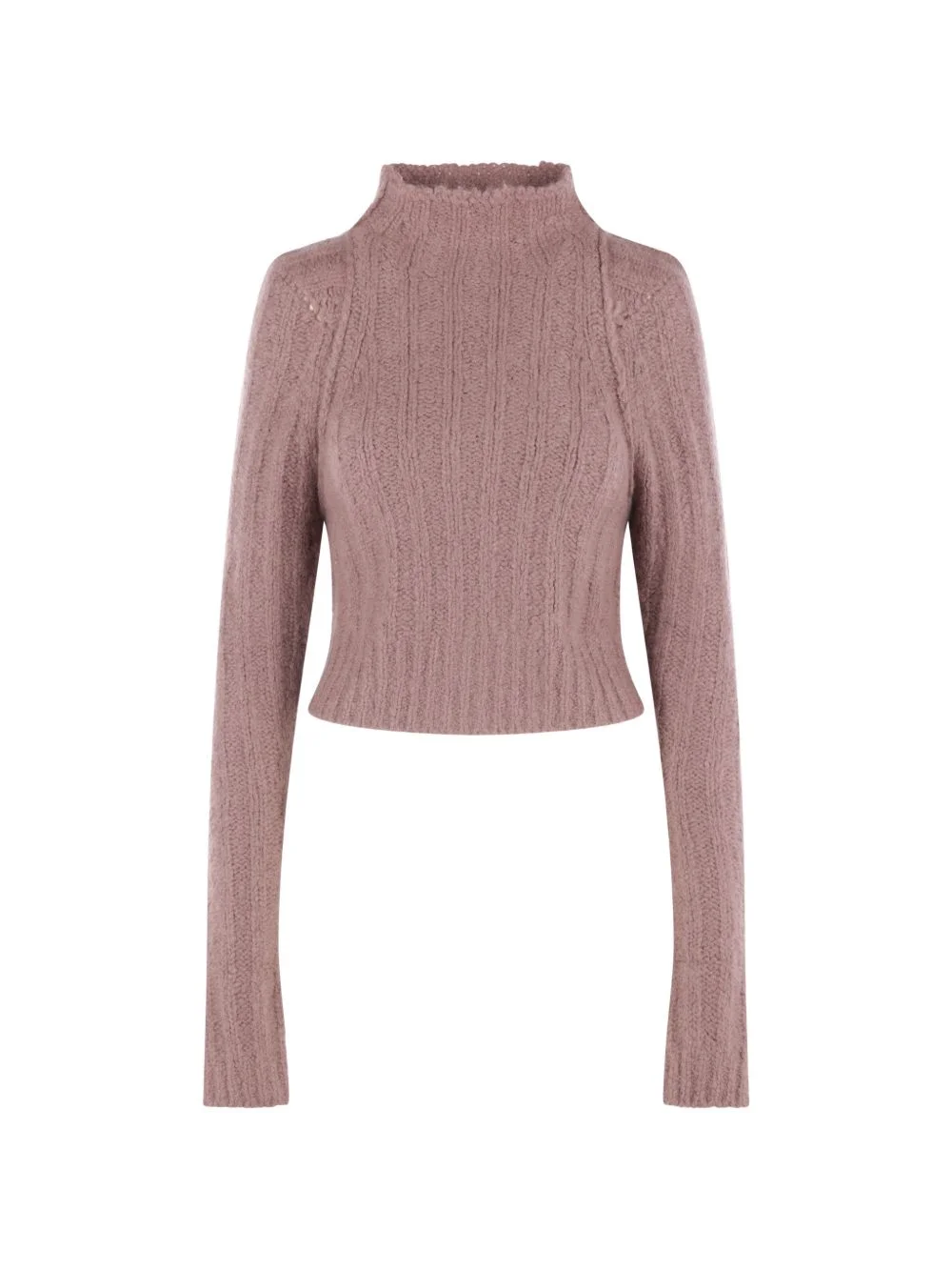 ribbed-knit high-neck cropped sweater - 1