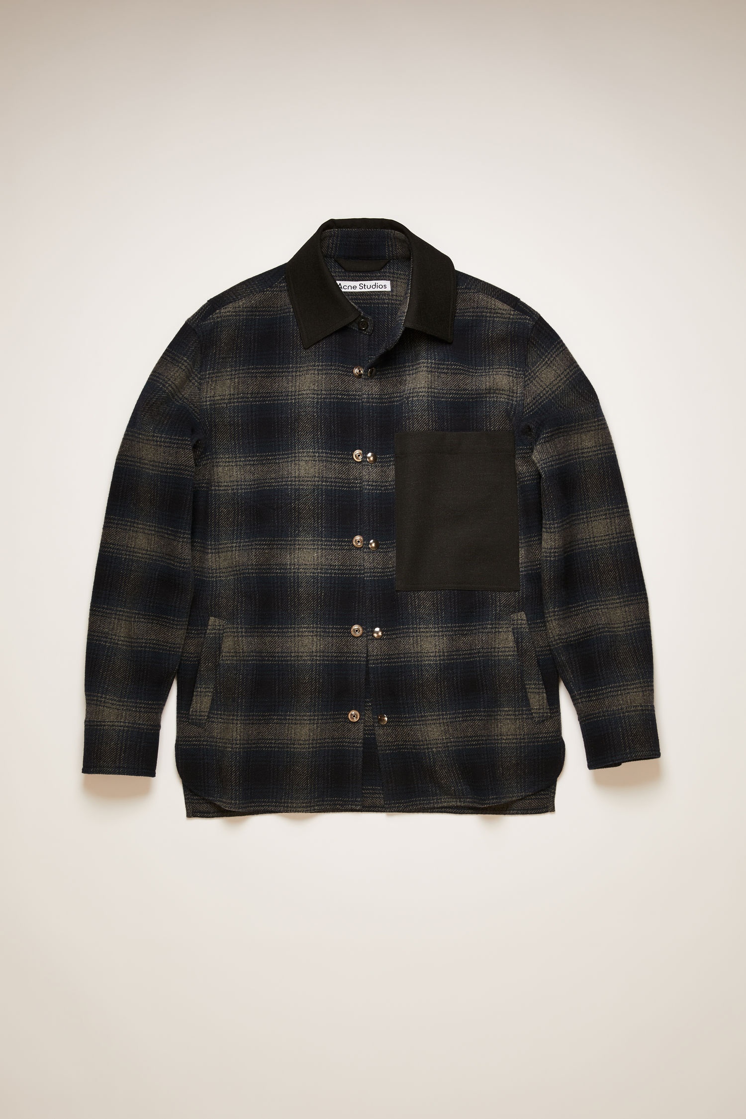 Checked wool-blend jacket navy/grey - 6