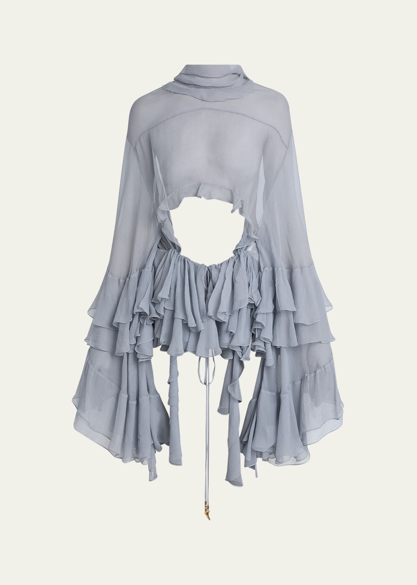 Silk Musseline Top with Ruffles - 1