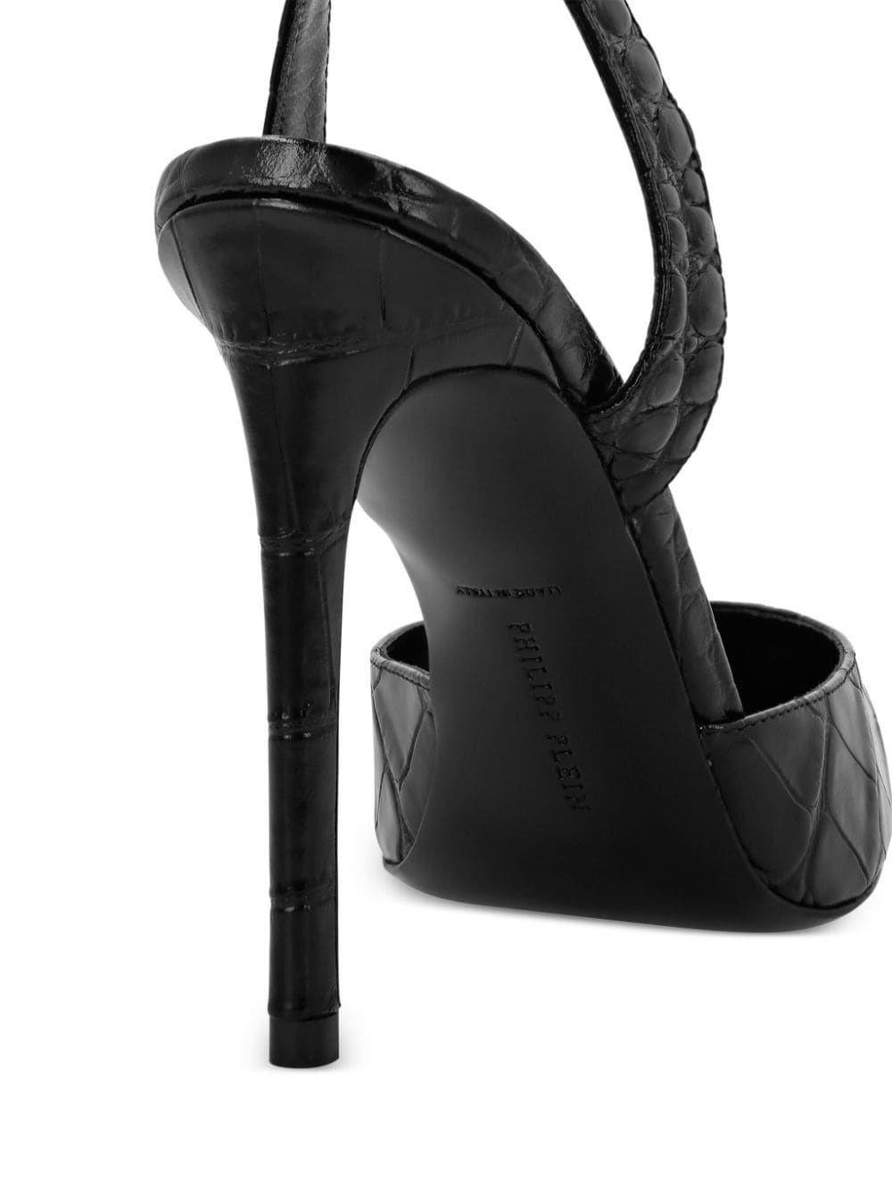 crocodile effect slingback pumps - 3