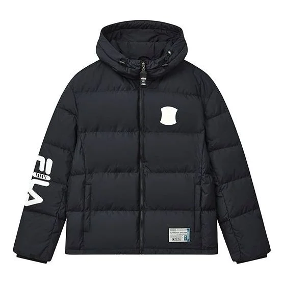 FILA x MIHARA YASUHIRO Collaborative Oversized Hooded Down Jacket 'Black White Blue' F11M243904F-BK - 1