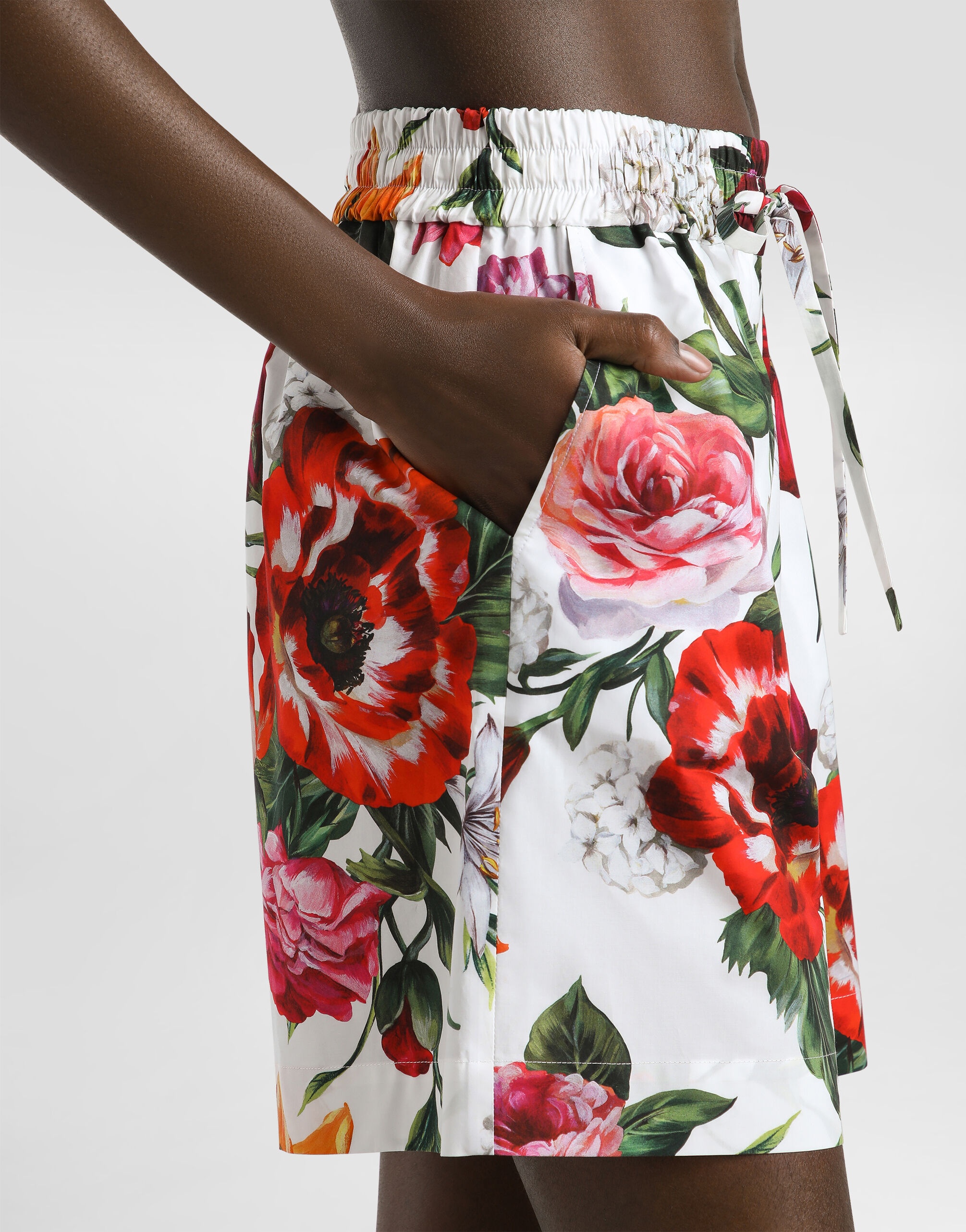 Flower-print poplin shorts - 4