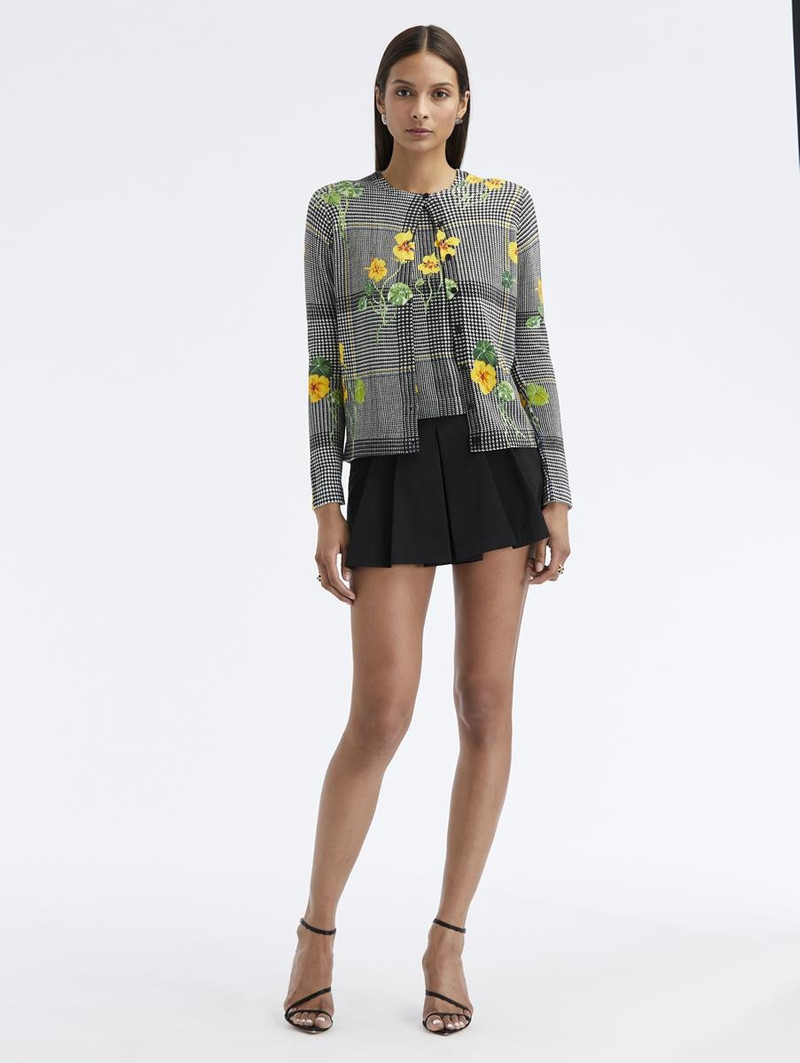 Oscar de la Renta NASTURTIUM PLAID PRINTED CARDIGAN outlook