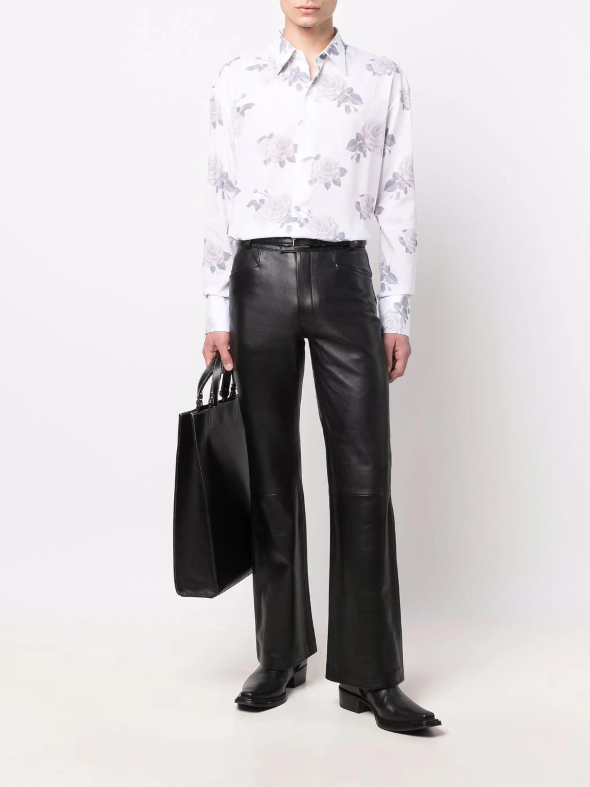 Ernest W. Baker Leather Flare-leg Trousers - 5