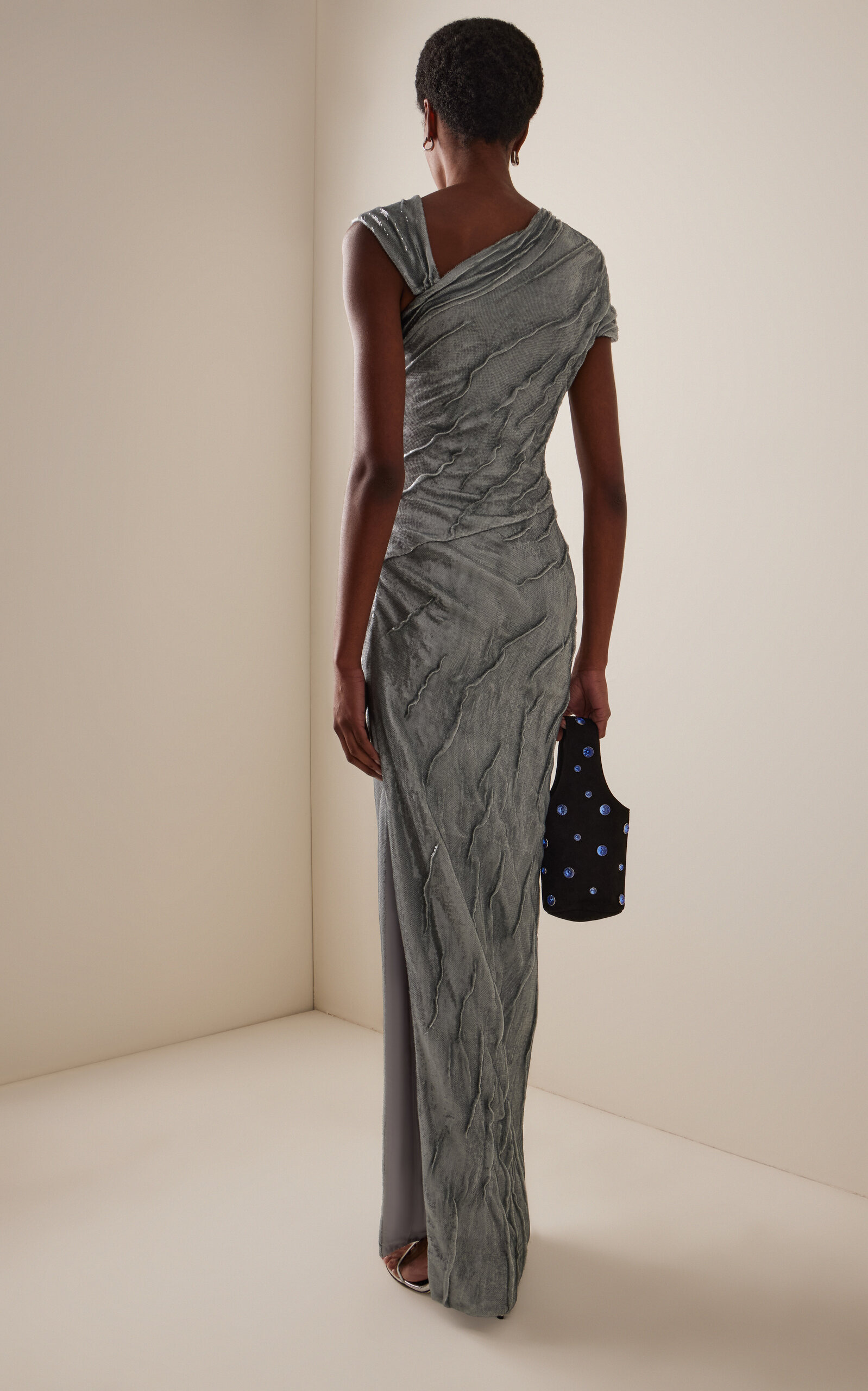 Off-The-Shoulder Sequined Gown blue - 4