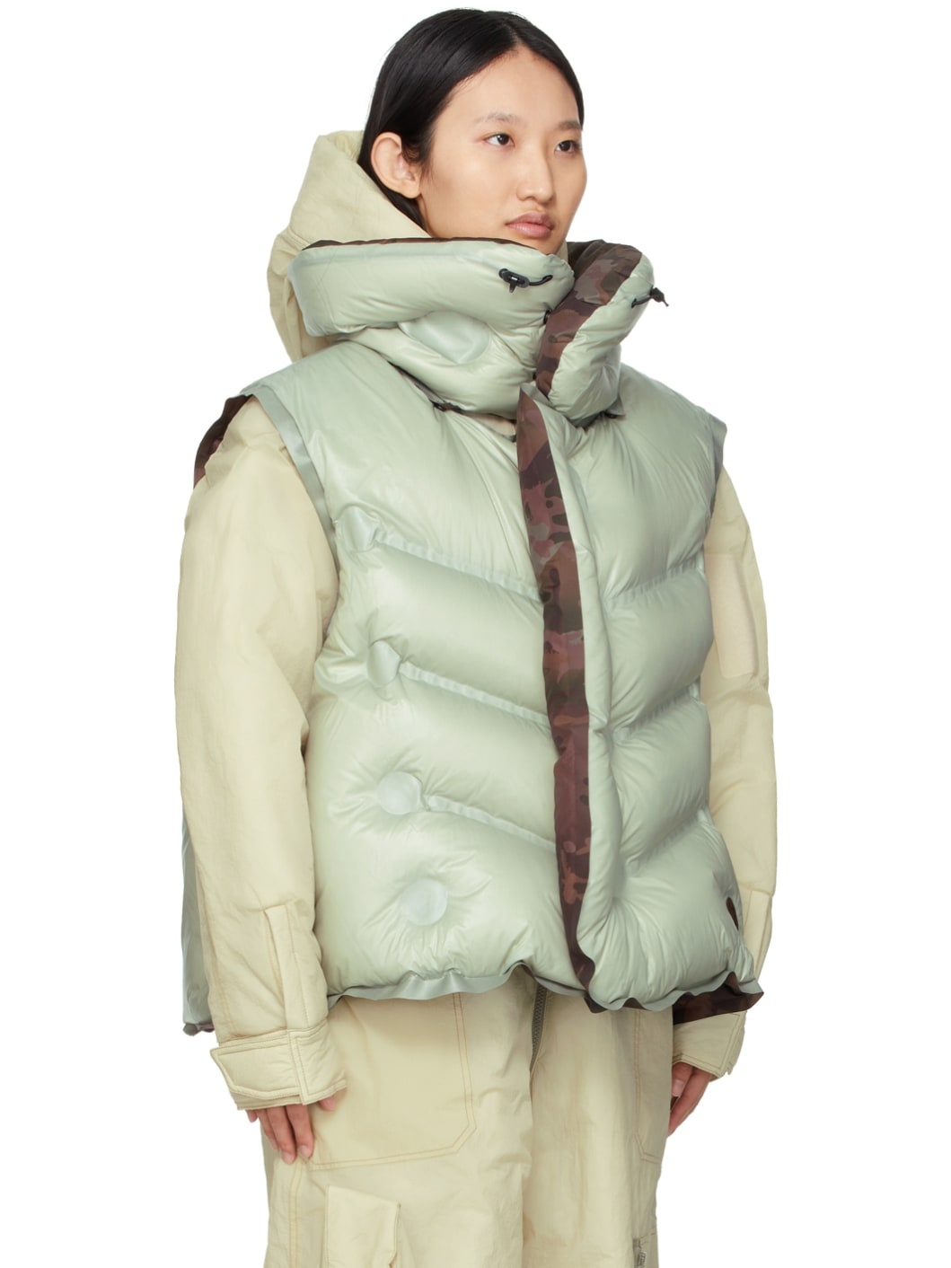 Moncler Dingyun Zhang Green Reversible Down Zadena Vest - 2