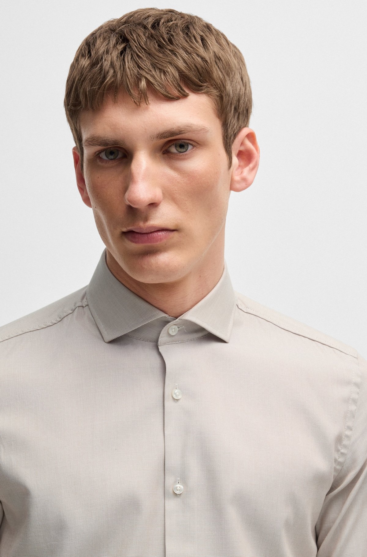 SLIM-FIT SHIRT IN A STRUCTURED COTTON BLEND - 3