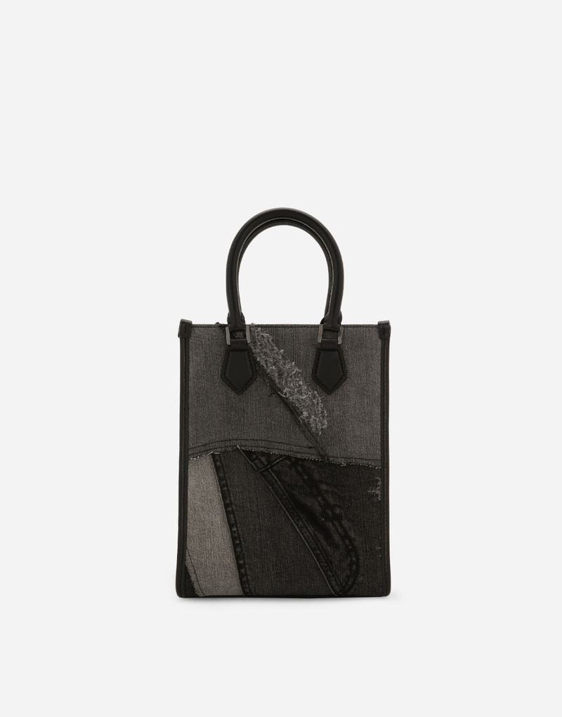 Small patchwork denim shopper 4