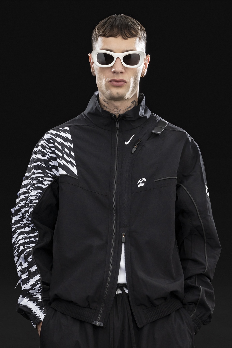 GGG-J2-011 Nike® Acronym® Track Jacket Woven Black/Black/White/Black - 9