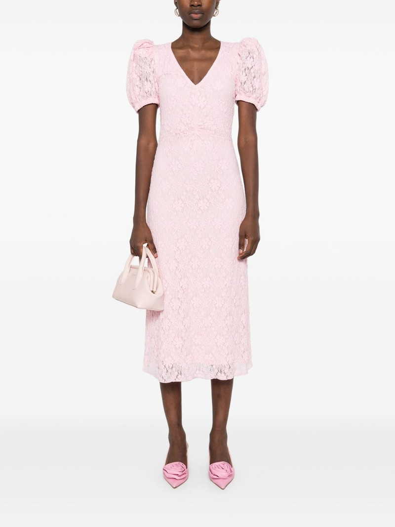 ROTATE lace puff-sleeve midi dress outlook