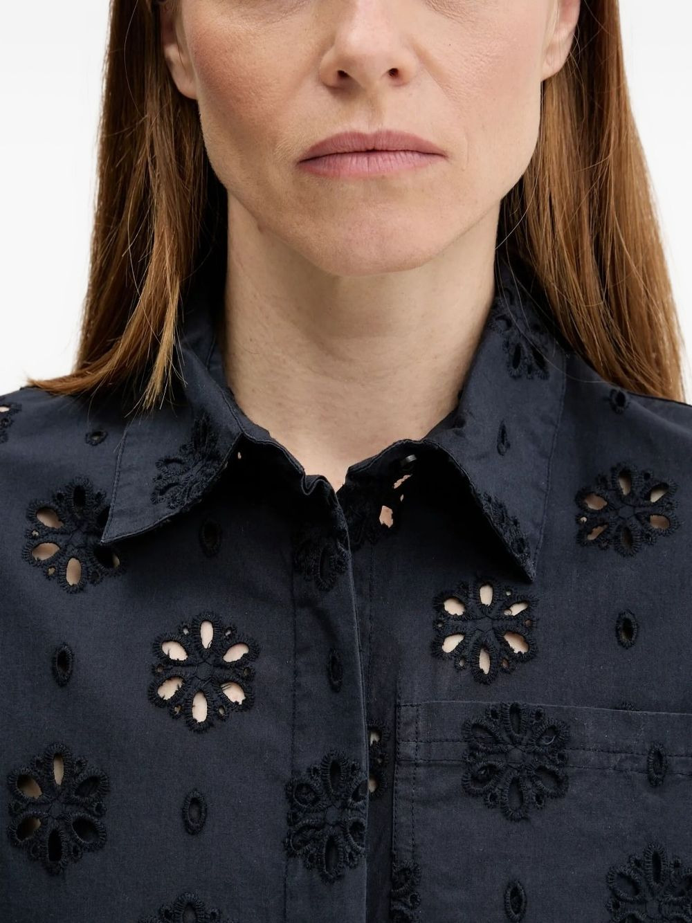 broderie-anglaise midi shirt dress - 4