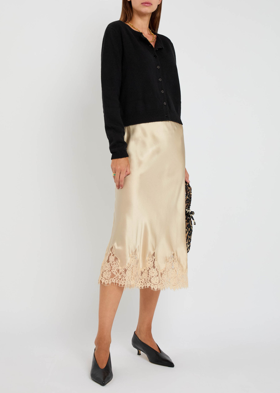 Reformation Carolina Lace-trimmed Silk-satin Midi Skirt - 4
