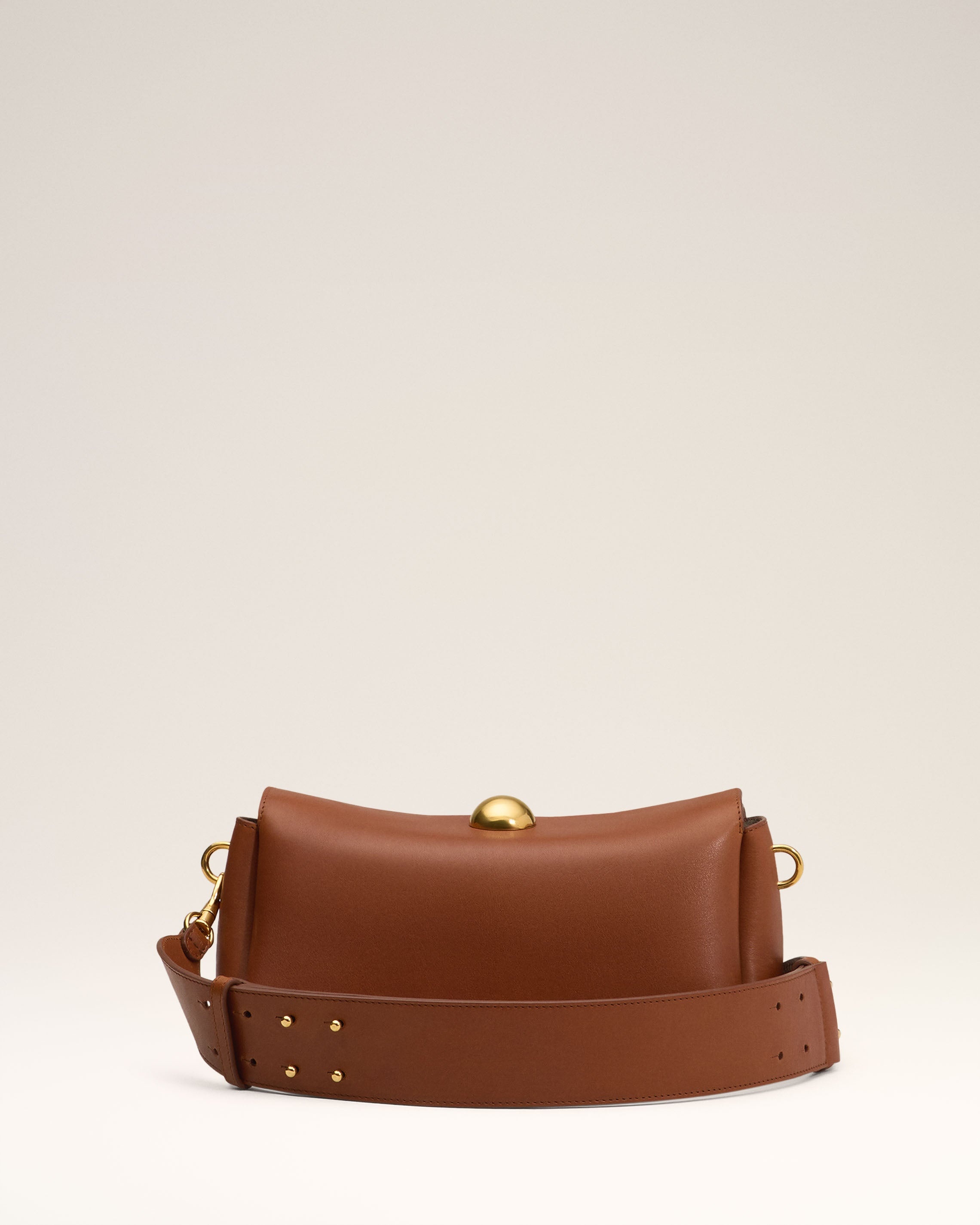 BROWN LEATHER CARROUSEL BAG - 4