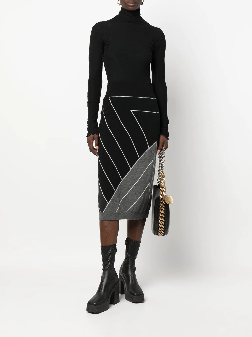 knitted geomertric pattern skirt - 2
