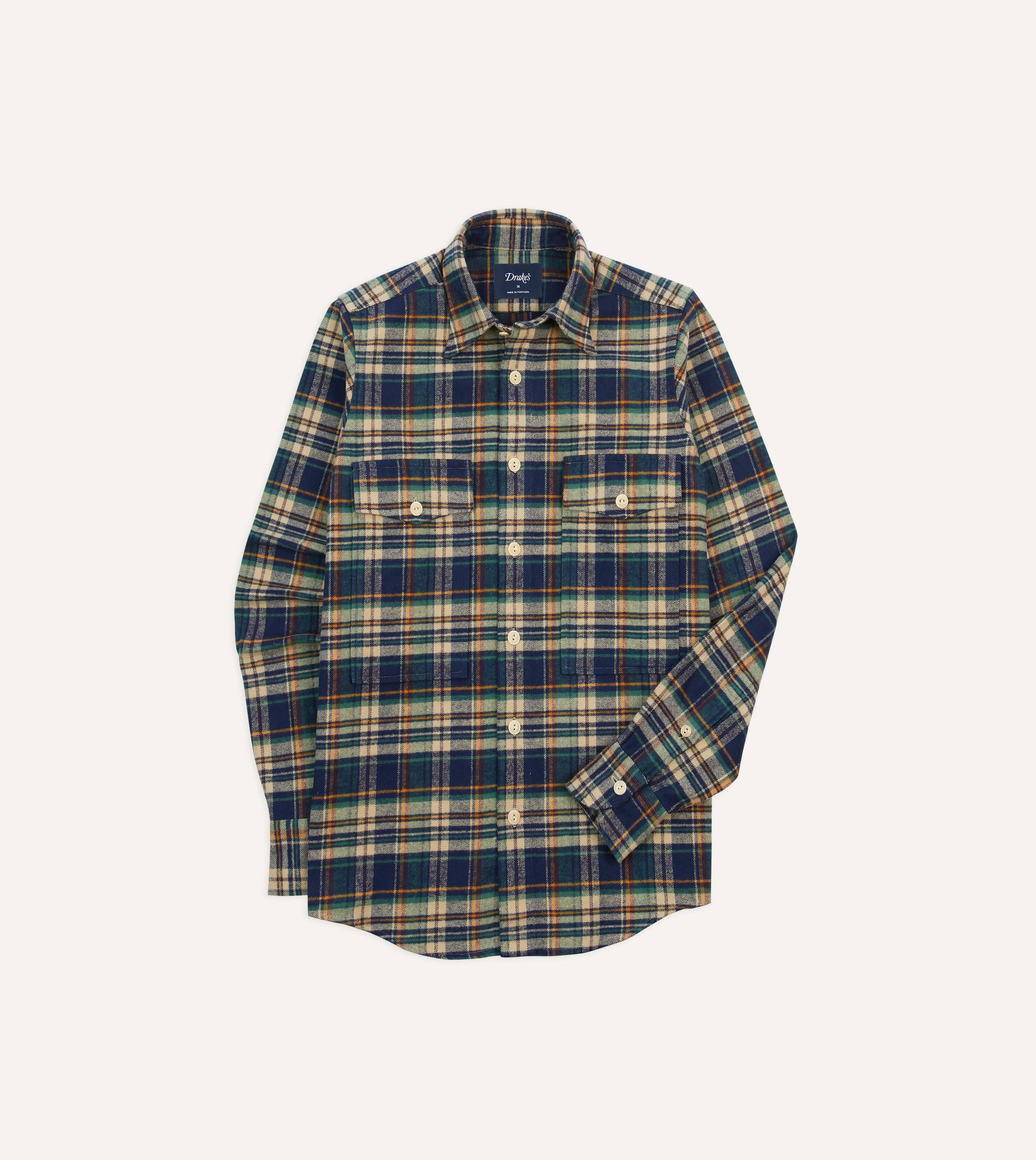 Indigo Check Cotton Two-Pocket Work Shirt - 1