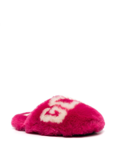 GCDS logo print faux-fur slippers outlook