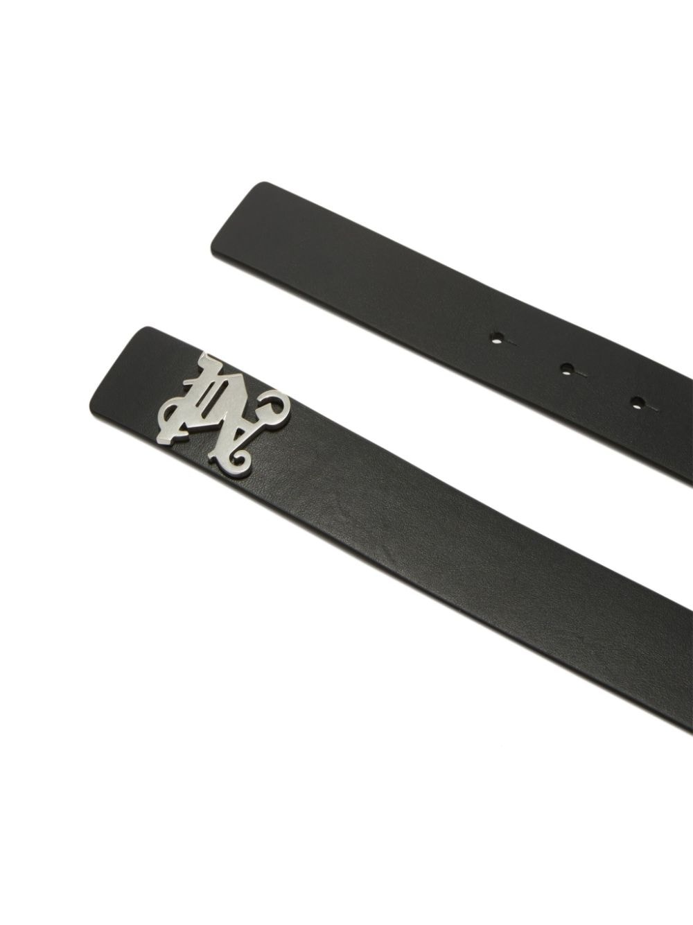 monogram-plaque leather belt - 2