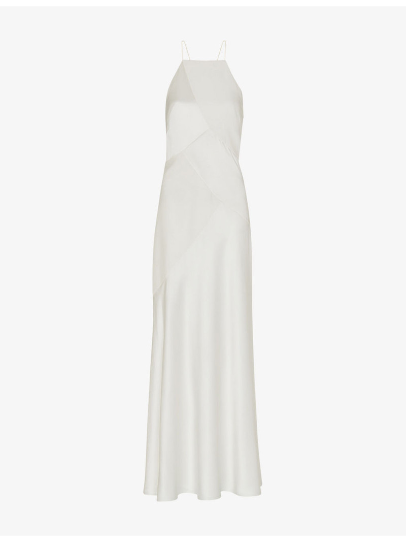 Eileen high-neck silk maxi wedding dress 1